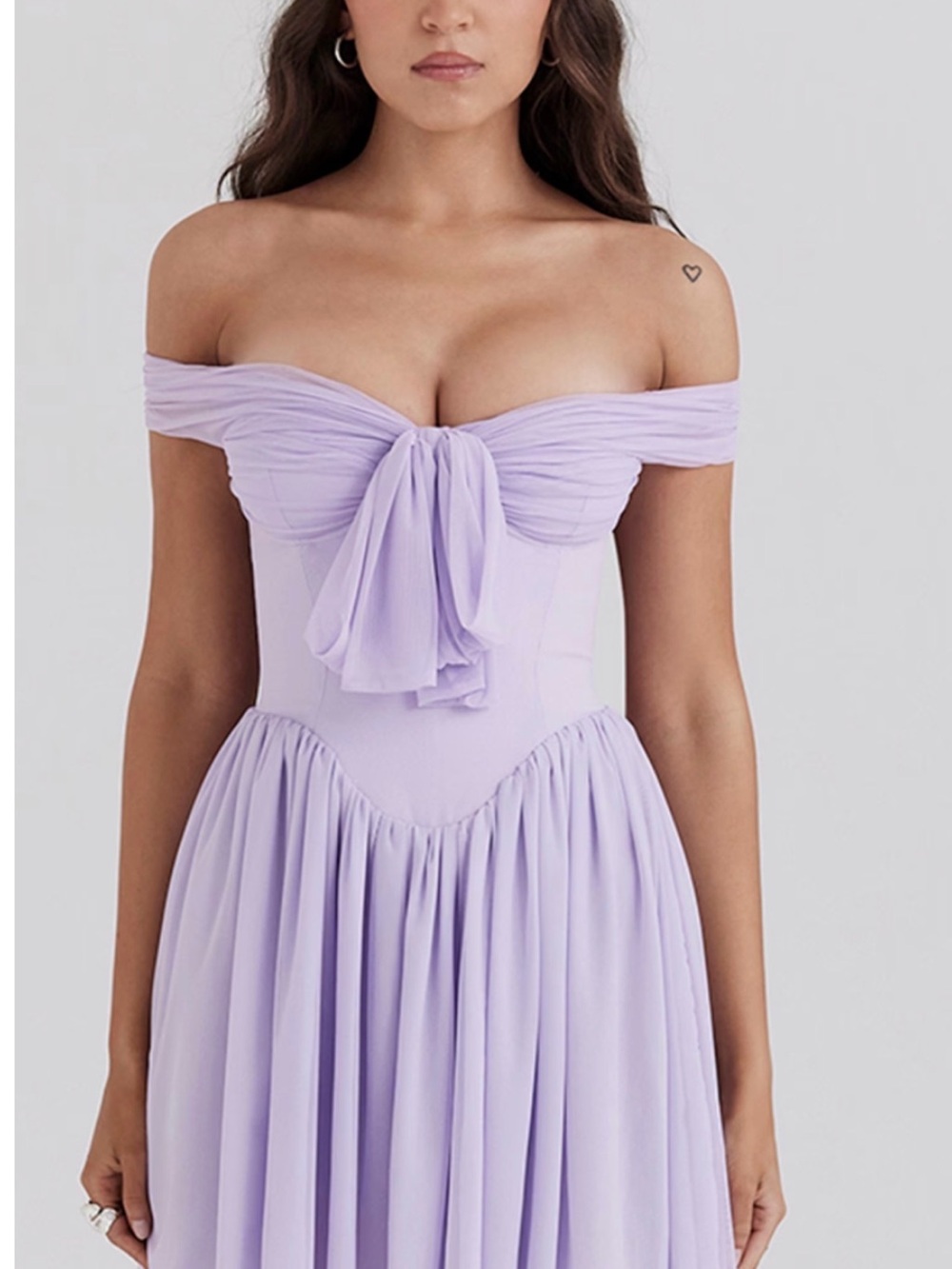 House of CB Lavender Strapless Off-Shoulder Gown